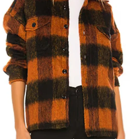 Anine Bing Orange and Black Plaid Jacket - Picture 9 of 11
